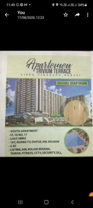 Apartemen TRIVIUM TERRACE LIPPO CIKARANG BEKASI lokasi di Sukatani, tersedia melalui melalui situs Olx