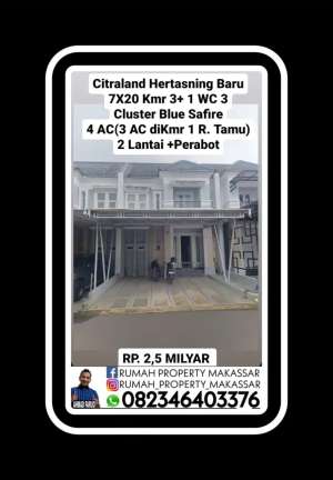 Citraland Hertasning Baru 7X20 Kmr 3 1 WC3 Cluster Blue Safire 4AC lokasi di Makassar, tersedia melalui melalui situs Olx