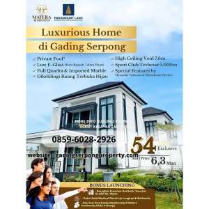 Community club terlengkap MATERA RESIDENCES Luxury home paramountland lokasi di Pondok Aren, tersedia melalui melalui situs Olx