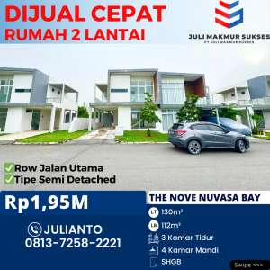 Dijual CEPAT Rumah 2 Lantai Tipe Semi D di The Nove Nuvasa Bay lokasi di Nongsa, tersedia melalui melalui situs Olx