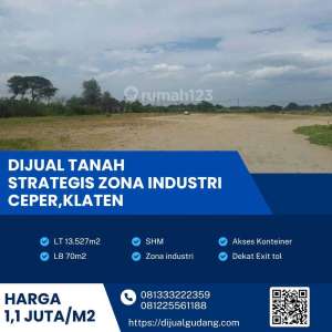 Dijual lahan industri lokasi klaten luas 13527m BU lokasi di Klaten Utara, tersedia melalui melalui situs Olx