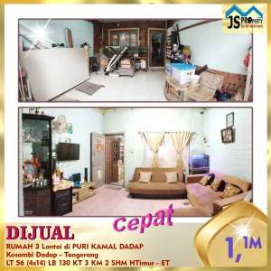 DIJUAL RUMAH 3 Lantai di PURI KAMAL DADAP Kosambi Dadap Tangerang -ET lokasi di Kosambi, tersedia melalui melalui situs Olx