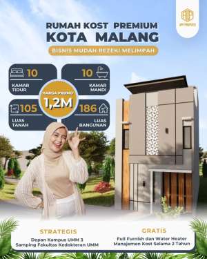 Dijual Rumah Kost Kota Malang hanya 500 meter depan Kampus UMM 3 lokasi di Lowokwaru, tersedia melalui melalui situs Olx