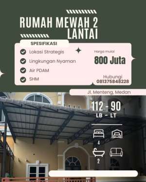 DIJUAL SEGERA RUMAH DI MEDAN DENAI CANTIK LUAS LANTAI 2 lokasi di Medan Denai, tersedia melalui melalui situs Olx
