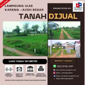 Dijual Tanah 191 m di Lamreung Ulee Kareng, Aceh BesarLokasi Strat lokasi di Krueng Barona Jaya, tersedia melalui melalui situs Olx