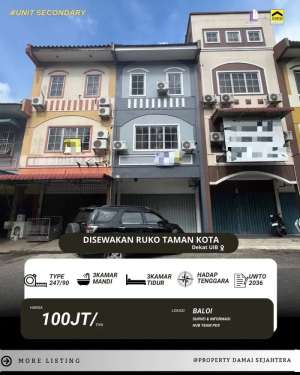 Disewakan Ruko 3 lantai Taman Kota Mas Baloi lokasi di Dedai, tersedia melalui melalui situs Olx