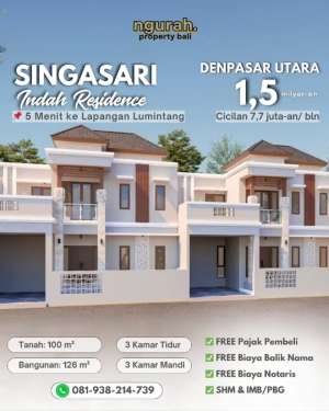 Hunian 5 Menit ke Gatsu Tengah View Sawah Singasari Indah Residence lokasi di Denpasar Utara, tersedia melalui melalui situs Olx