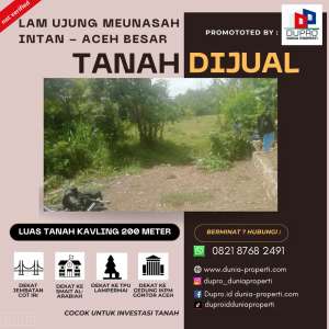 Jual Tanah Luas 200 m di Lam Ujung Meunasah IntanAceh Besar lokasi di Krueng Barona Jaya, tersedia melalui melalui situs Olx