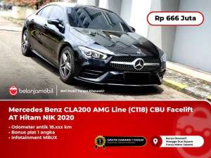 Jual bekas KM 18RB Mercedes Benz Mercy CLA200 CLA 200 AMG Line AT Hitam 2020,lokasi di 