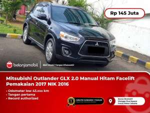 Jual bekas LOW KMMitsubishi Outlander GLX 2.0 MT Manual Hitam Facelift 2016,lokasi di 