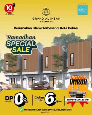Perumahan Islami Terbesar di Kota Bekasi GRAND AL IHSAN PREMIERE lokasi di Mustika Jaya, tersedia melalui melalui situs Olx