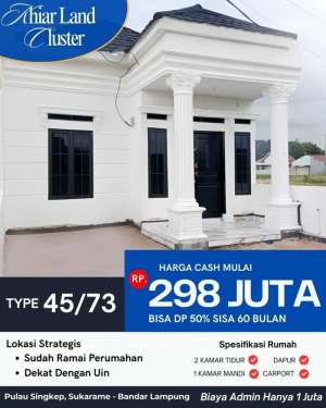 Rumah 2 Kamar Bisa Kredit Syariah lokasi di Sukarame, tersedia melalui melalui situs Olx