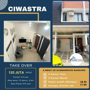 Rumah Cantik 2LT Ciwastra over kredit take over dekat Summarecon Bdg lokasi di Bandung Wetan, tersedia melalui melalui situs Olx