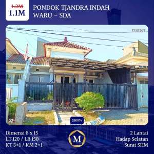 Rumah Pondok Tjandra Indah Waru Sidoarjo dkt MERR Rungkut Surabaya lokasi di Buduran, tersedia melalui melalui situs Olx