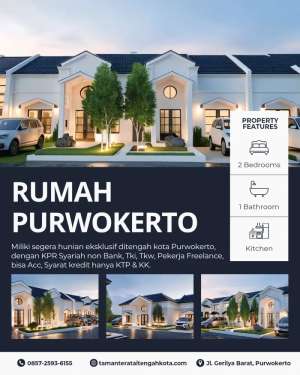 RUMAH PURWOKERTO TENGAH KOTA 3 MENIT DARI RITA MALL KPR TANPA BANK lokasi di Purwokerto Barat, tersedia melalui melalui situs Olx