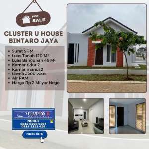 Rumah Siap Huni Dalam Cluster U House Bintaro Jaya lokasi di Ciputat, tersedia melalui melalui situs Olx