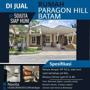 Rumah Siap Huni Di Paragon Hill Batam bayar Rp. 50jt langsung Huni lokasi di Batam Kota, tersedia melalui melalui situs Olx