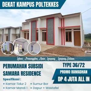 SUBSIDI RASA CLUSTER 4JT ALL IN STRATEGIS DEKAT UNILA lokasi di Rajabasa, tersedia melalui melalui situs Olx