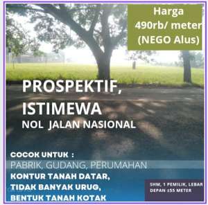 Tanah 1,5 hektar nol jln nasional, lebar dpn 55 mtr, tronton salipan lokasi di Ngawi, tersedia melalui melalui situs Olx