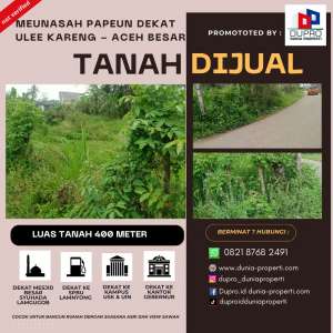 Tanah di Dekat Ulee Kareng Luas 400m Lokasi Strategis - Aceh Besar lokasi di Krueng Barona Jaya, tersedia melalui melalui situs Olx