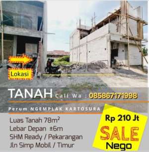 Tanah Kavling Murah Ngemplak Kartasura Dekat Superindo lokasi di Kartasura, tersedia melalui melalui situs Olx