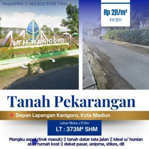 Tanah Pekarangan Depan Lapak Kampir lokasi di Kartoharjo, tersedia melalui melalui situs Olx