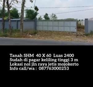 Tanah pinggir jalan raya jetis mojokerto lokasi di Jetis, tersedia melalui melalui situs Olx