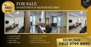 Vco - Dijual Disewa Termurah B-Residence BSD Type Studio 1BR lokasi di Bumi Serpong Damai, tersedia melalui melalui situs Olx