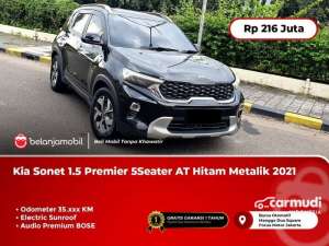 Jual bekas 2021 KIA Sonet 1.5 Premiere SUV 5Seater AT Hitam Metalik Sunroof BOSE 20212022 SUNROOF,lokasi di DKI Jakarta