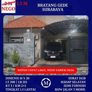 JAMIN MURAH Rumah Bratang Gede Ngagel Surabaya Dekat Tengah Kota NEGO lokasi di Wonokromo, tersedia melalui melalui situs Olx