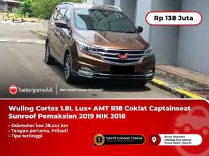 Jual bekas KM 38RBWuling Cortez 1.8L Lux AMT Coklat Captainseat 2018 2019,lokasi di 