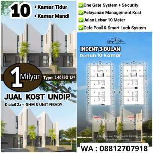 Promo terbatas cluster kost ekslusif 1 milyar 10 kamar lokasi di Tembalang, tersedia melalui melalui situs Olx