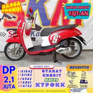 Jual bekas scoopy tahun 2017 dp2,1 garansi mesin 6 bulan cash credit,lokasi di Cibinong