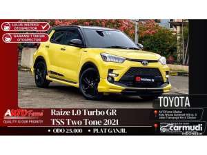 Jual bekas 2021 Toyota Raize 1.0 GR Sport TSS 2 Tone SUV KM 25.000 Toyota Raize 1.0 Turbo GR TSS Two Tone Tipe Tertinggi Yellow On Black NIK 2021 Like New,lokasi di DKI Jakarta
