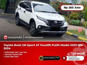 Jual bekas 2024 Toyota Rush 1.5 GR Sport SUV AT Facelift Putih Model 2025 NIK 2024 LOW KM 1RB,lokasi di DKI Jakarta