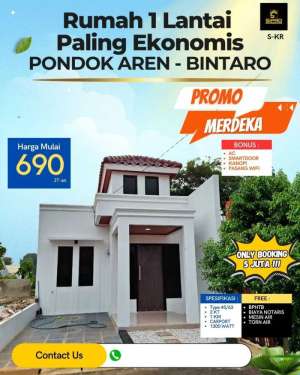 841.Hunian 1Lt Exclusive DiKawasan Ceger Bintaro Hrg Perdana Only Cash lokasi di Pondok Aren, tersedia melalui melalui situs Olx