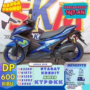 Jual bekas aerox thn 2018 DP600 garansi mesin 6bulan cash,lokasi di Gambir