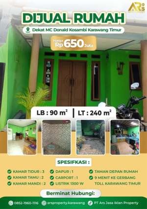 Dijual Rumah Luas Tanah 240 m di Karawang Timur lokasi di Klari, tersedia melalui melalui situs Olx