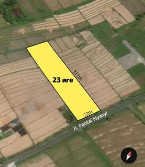 Dijual Tanah Murah 23 Are di Jalan Pantai Nyanyi Dekat Nuanu lokasi di Denpasar Barat, tersedia melalui melalui situs Olx