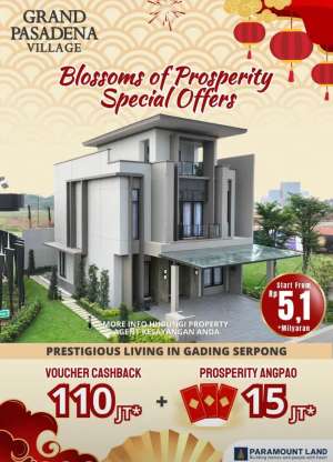 GRAND PASADENA VILLAGE Rumah Premium terbaru dari Paramount Land 5man lokasi di Gading Serpong, tersedia melalui melalui situs Olx
