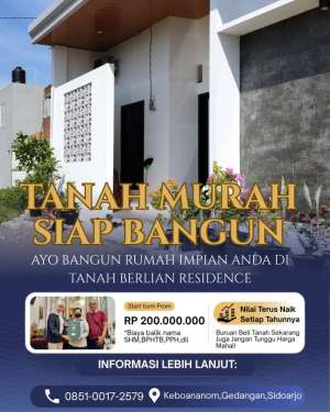 jual tanah murah SHM lokasi di Gedangan, tersedia melalui melalui situs Olx