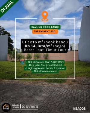 Kavling Badan 216 m The Eminent dekat Quantis Club BSD City lokasi di Pagedangan, tersedia melalui melalui situs Olx