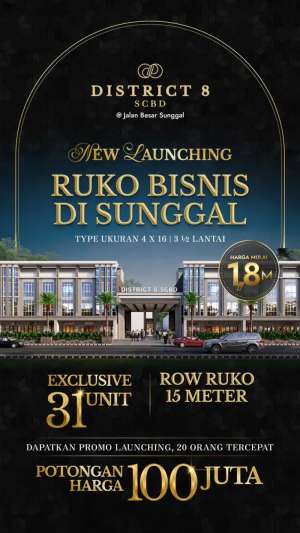 Ruko Baru Jalan Besar Sunggal Komplek District 8 SCBD Daerah Sunggal lokasi di Medan Sunggal, tersedia melalui melalui situs Olx