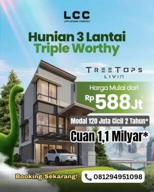Rumah 3 Lantai Terbaru Three Top Lippo Cikarang lokasi di Cikarang Selatan, tersedia melalui melalui situs Olx