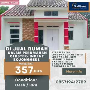 Rumah dekat stasiun bojonggede dalam cluster lokasi di Jonggol, tersedia melalui melalui situs Olx