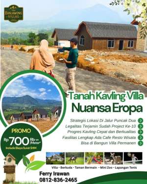 Tanah Kavling SHM Nuansa Eropa Jalur Wisata Puncak 2 Sukamakmur Bogor lokasi di Sukamakmur, tersedia melalui melalui situs Olx