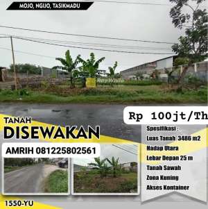 Tanah Sawah Disewakan di Ngijo, Tasikmadu Zona Kuning, Akses Kontaine lokasi di Tasikmadu, tersedia melalui melalui situs Olx