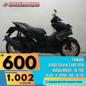 Jual bekas YAMAHA AEROX 155VVA S ABS TH 2019 HITAM DP MULAI 600RB,lokasi di Bantar Gebang