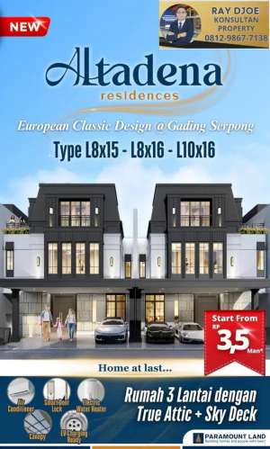 Cluster Altadena 3 Lantai Rp.3 M 5 kamar tidur di Gading Serpong BSD lokasi di Gading Serpong, tersedia melalui melalui situs Olx