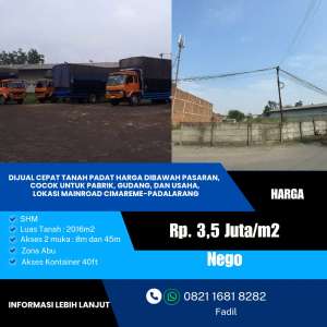 Dijual Cepat Tanah Padat Siap Bangun Mainroad Cimareme-Padalarang lokasi di Padalarang, tersedia melalui melalui situs Olx